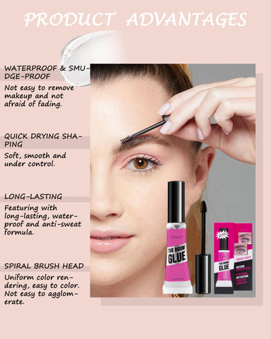 Waterproof Brow Gel Clear-2PCS Strong Hold Eyebrow Gel,Eyebrow Mascara Long-Lasting Quick-Drying Transfer-Proof Brow Setting Gel, Brow Shaping Gel for Natural-Looking Brows, Women Girl Eye Makeup-00#