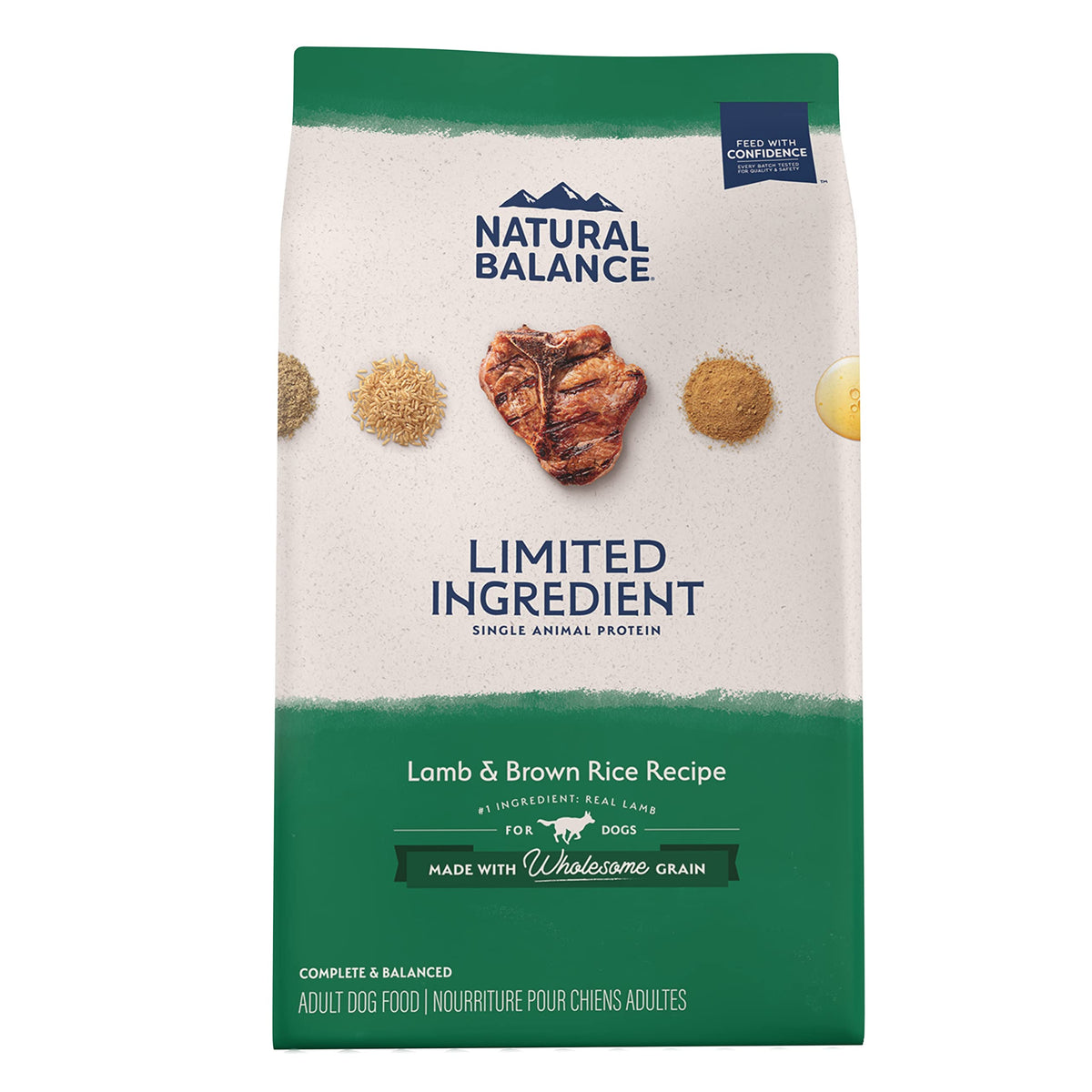 Natural Balance Limited Ingredient Adult Dry Dog Food with Healthy Grains, Lamb & Brown Rice Recipe, 12 Pound (Pack of 1)