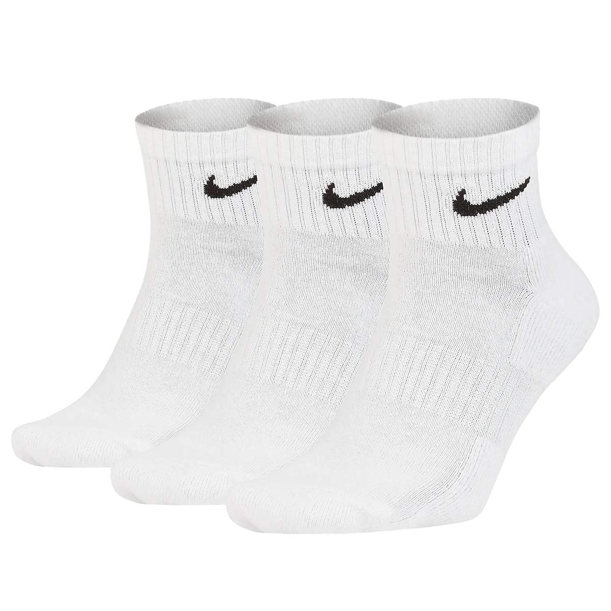 NIKE Men's Everyday Cushion Ankle Socks pair Of 3 , White/Black, M UK