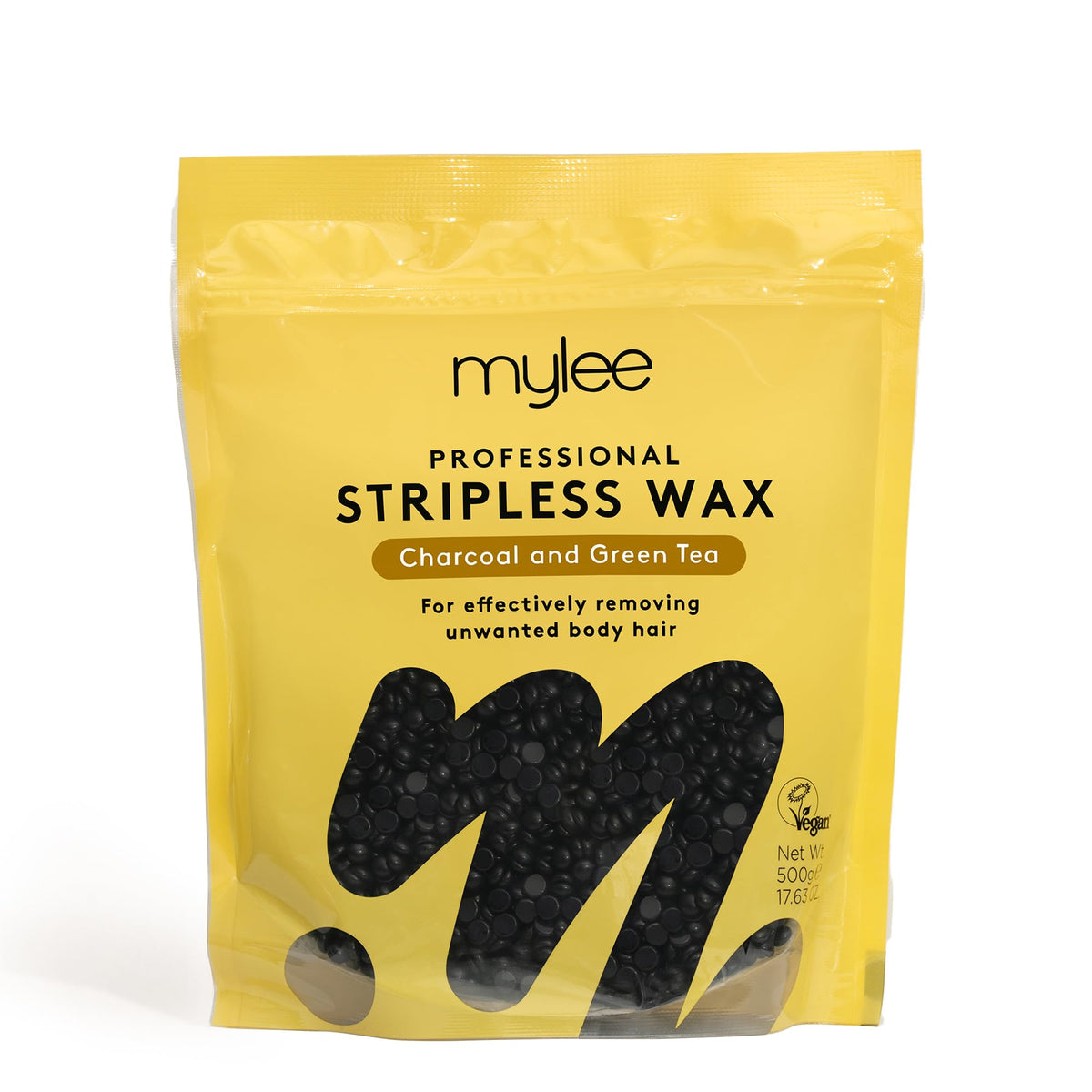 Mylee Professional Hard Wax Beads 500g, Stripless Depilatory Waxing Pellets Solid Film Beans No Strip Needed, Painless Gentle Hair Removal of Full Body, Face & Bikini Line (Charcoal & Green Tea)