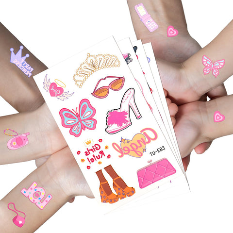 10 Sheets Pink Temporary Tattoos for Girls, 77 Patterns Pink Bachelorette Temporary Tattoos y2k Temporary Tattoos Bach Party Favors Birthday Party Tattoos for Girl