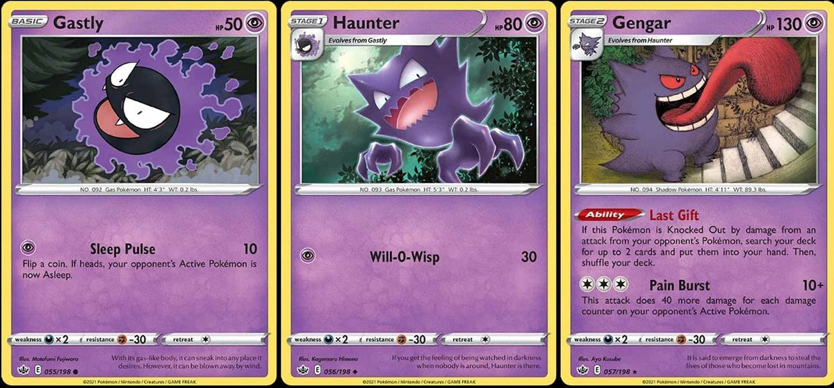 Gengar 057/198 - Chilling Reign - Foil - Pokemon Evolution Card Lot - Haunter Gastly