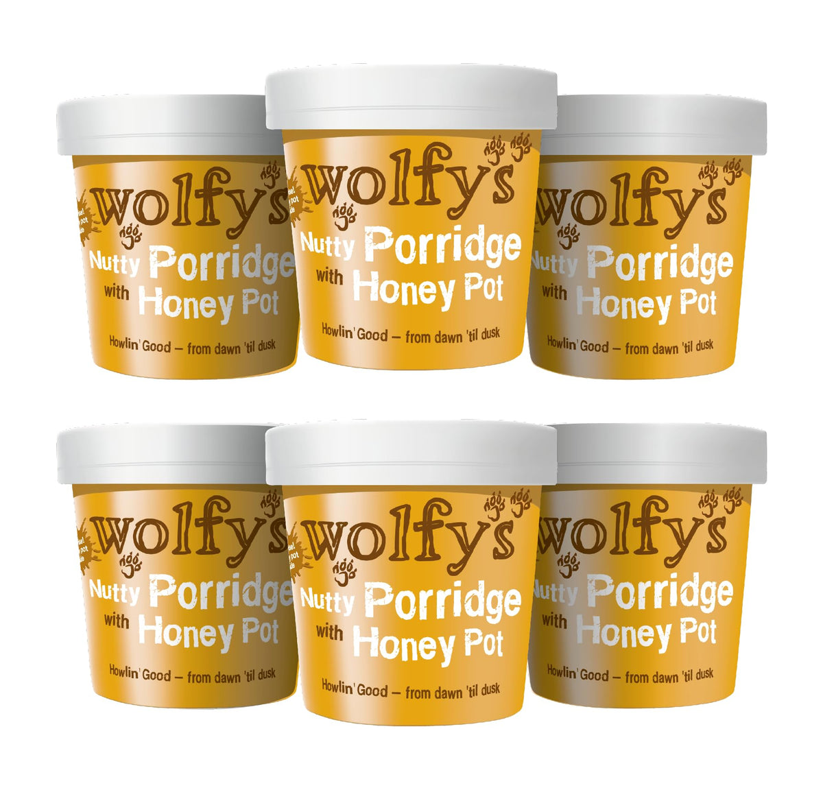 Wolfy's Nutty Porridge with Honey Pot, 6 x 90g