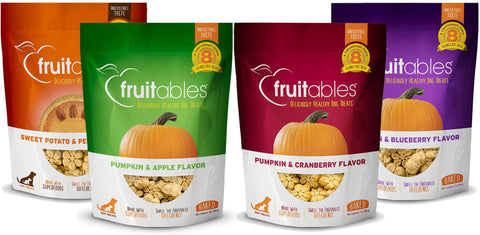 Fruitables Pumpkin Dog Treats, Variety Pack of 4