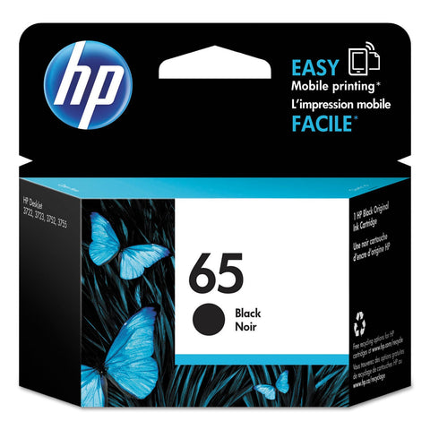 HP 65 Black Ink Cartridge | Works with HP AMP 100 Series, HP DeskJet 2600, 3700 Series, HP ENVY 5000 Series | Eligible for Instant Ink | N9K02AN