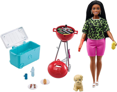 Barbie Mini Playset with Themed Accessories and Pet, BBQ Theme with Scented Grill, Gift for 3 to 7 Year Olds