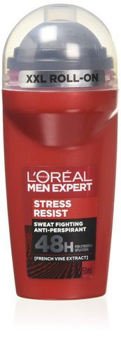 L'OrÃ©al Paris Men Expert 96H Stress Resist Anti-Perspirant Roll On Deodorant for Men, 50ml Pack of 6, Bulk Buy