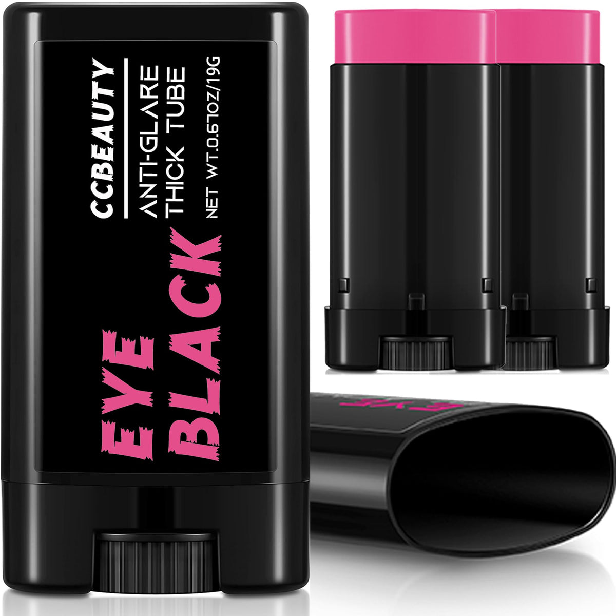 CCBeauty 2 Pack Pink Eye Black, Sweatproof Eyeblack Stick For Baseball Football Softball Lacrosse, Sports Grease Stick For Pro Performance, Game Day Cheer Playoffs Accessories for Players & Fans