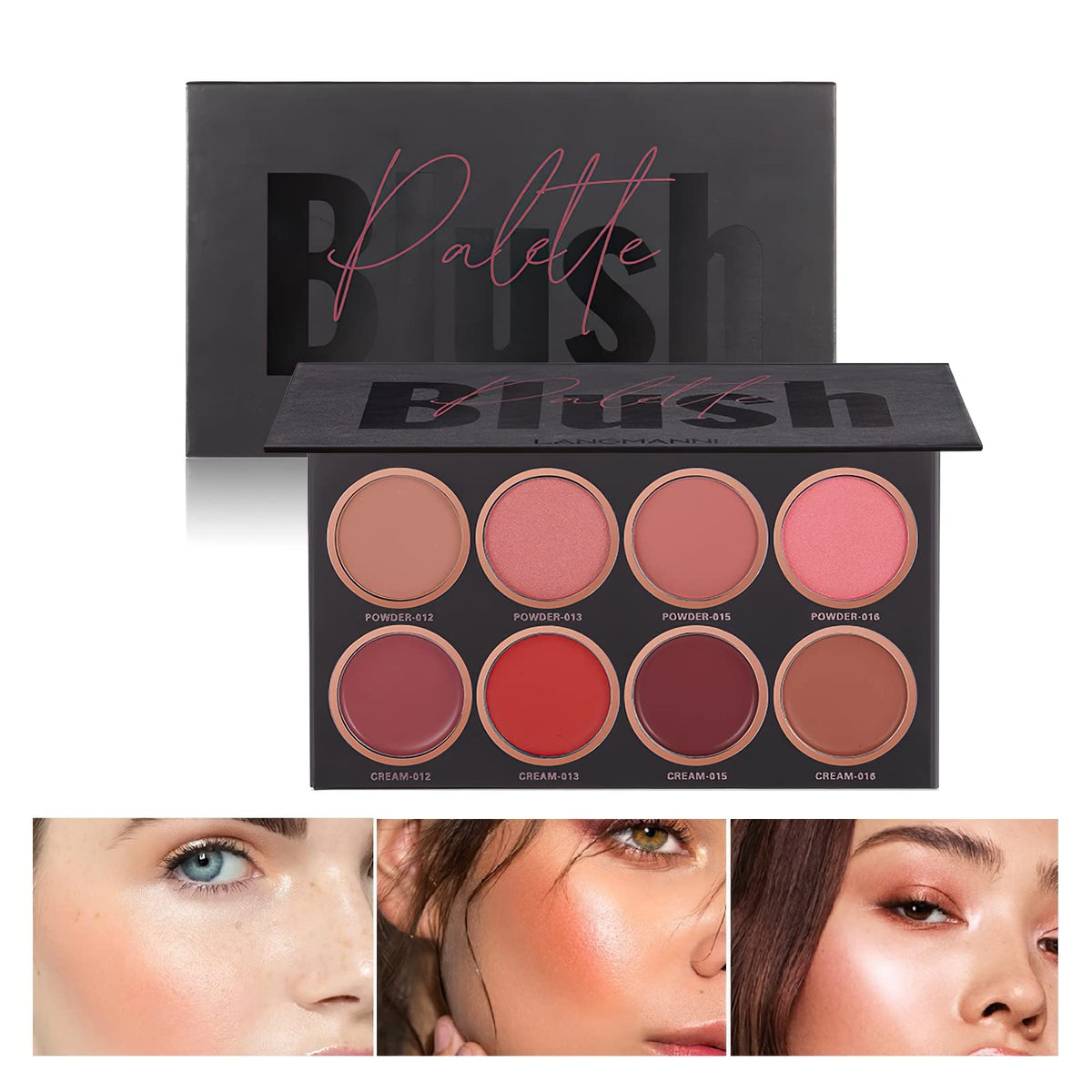 MIELIKKI 8 Colors Blush and Highlighter Palette, 2-in-1 Contour Makeup Palette, Lightweight, Blendable, Natural Radiance, Face Palette Holiday Gift Set for Women