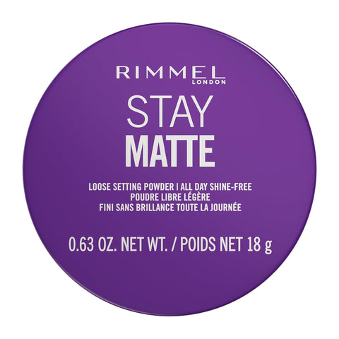 Rimmel Stay Matte Loose Powder, 001 Transparent, Face Loose Powder, Talc-free, Cruelty-free and Vegan, Lightweight, Soft Focus Effect, Soft Luxurious Applicator Puff, 0.63oz