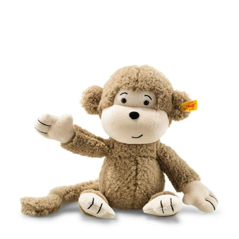 Steiff Brownie Monkey, 12'' Stuffed Toy, Soft Cuddly Friends - Modern Design, Plush Animal for Kids, Machine Washable, Button in Ear Quality