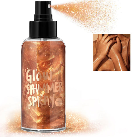 HOSAILY Body Glitter Spray, Bronze Body Shimmer Spray for Face Hair and Body, Moisturizing Luminizer Glow Illuminator Quick-Drying Sparkling Glitter Spray Liquid Highlighter Spray Makeup (#04)