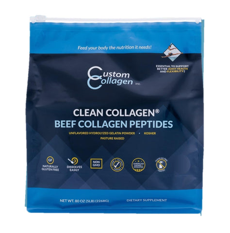 Collagen Peptides Powder 5lb (80oz) Pouch - Clean CollagenÃƒÆ’Ã†â€™Ãƒâ€ Ã¢â‚¬â„¢ÃƒÆ’Ã‚Â¢ÃƒÂ¢Ã¢â‚¬Å¡Ã‚Â¬Ãƒâ€¦Ã‚Â¡ÃƒÆ’Ã†â€™ÃƒÂ¢Ã¢â€šÂ¬Ã…Â¡ÃƒÆ’Ã¢â‚¬Å¡Ãƒâ€šÃ‚Â® - Unflavored, Grass Fed, Paleo, Non GMO, Kosher - Highly Soluble Protein