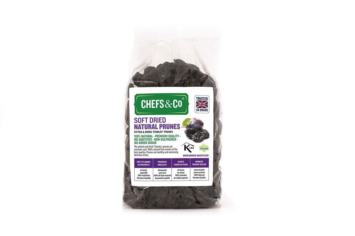 CHEFS & CO | Soft Dried Prunes (pitted) | Natural Dried Fruits | Whole Fruits | Healthy Snack | Vegan&Vitamins Retained |Unsorbated,No additives,No Added Sugar,GMO-Free (Natural, 750 g (Pack of 1))