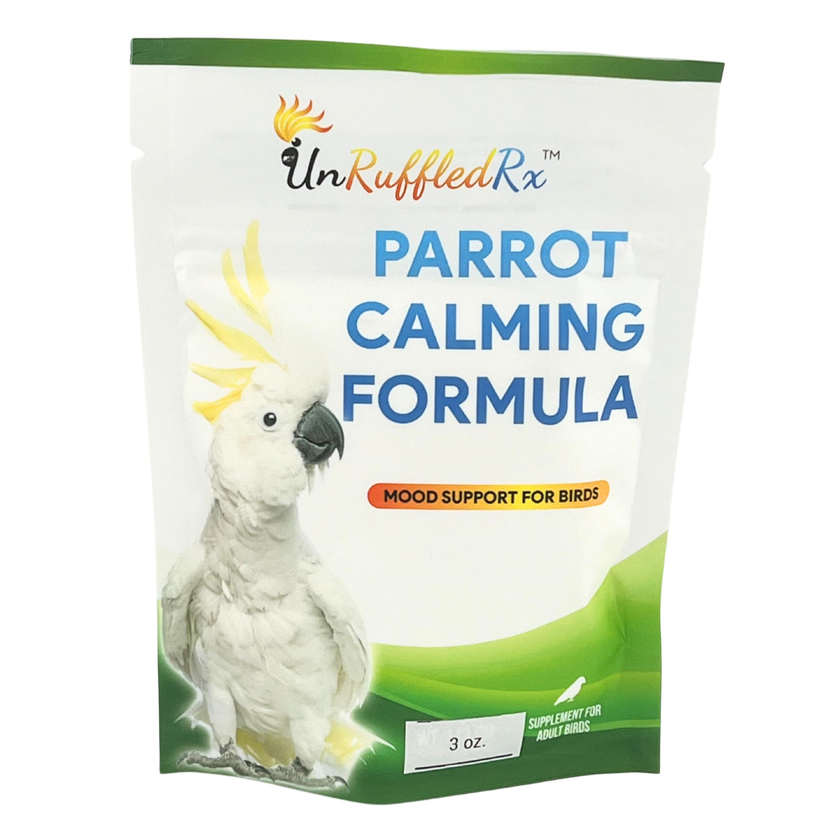 UnRuffledRx Parrot Calming Formula - Reduce Stress & Anxiety in Birds - Water-Soluble Dietary Supplement for Nervous Birds - 3 oz.