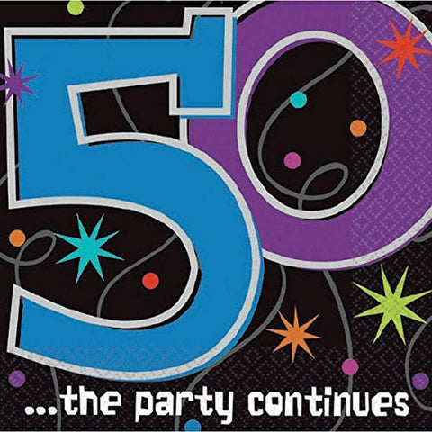 "50 ...the party continues" Beverage Napkins, Party Favor