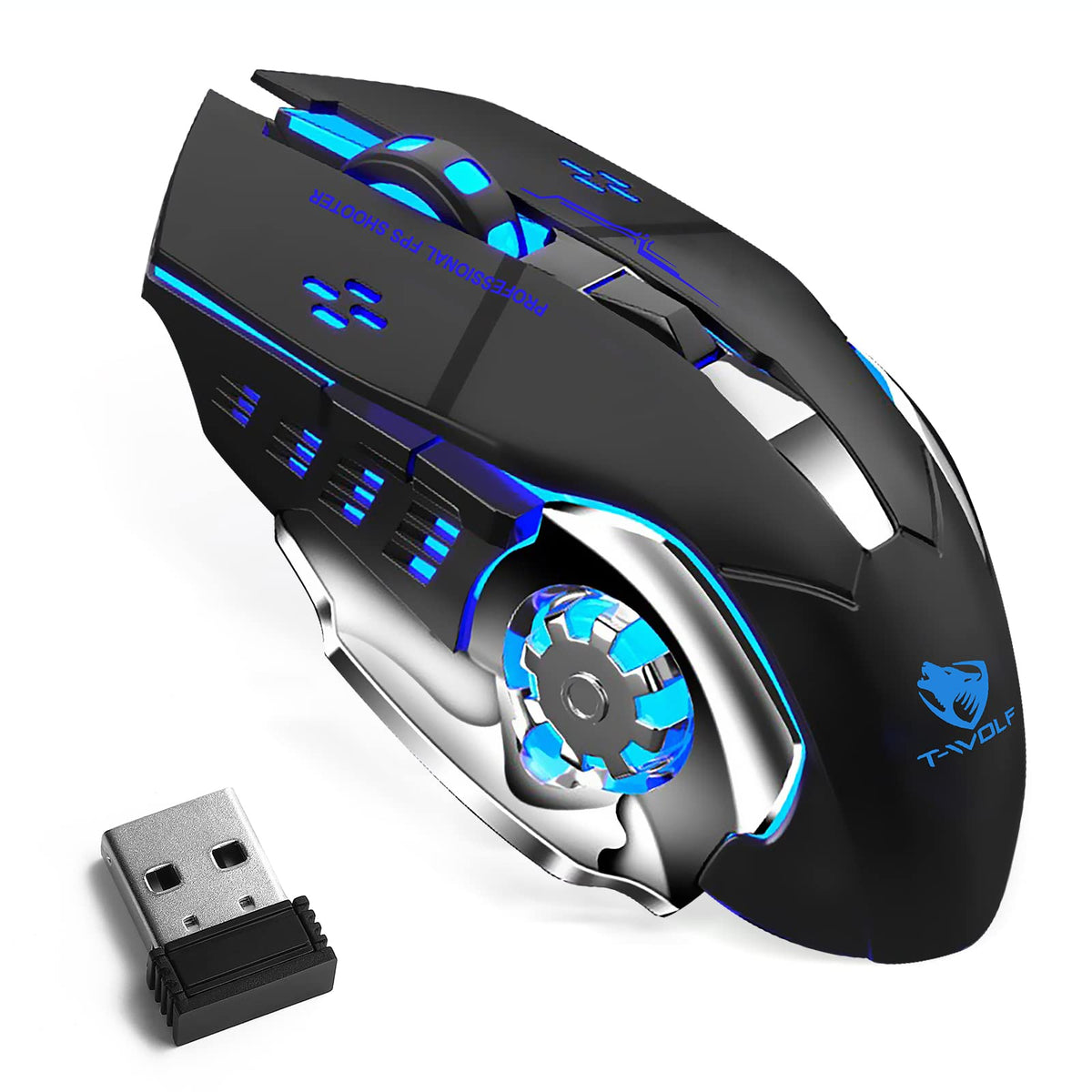 Bluetooth Mouse, UrbanX Rechargeable Wireless Mouse Multi-Device (Tri-Mode:BT 5.0/4.0+2.4Ghz) with 3 DPI Options, Ergonomic Optical Portable Silent Mouse for Samsung Galaxy S20+ Blue Black