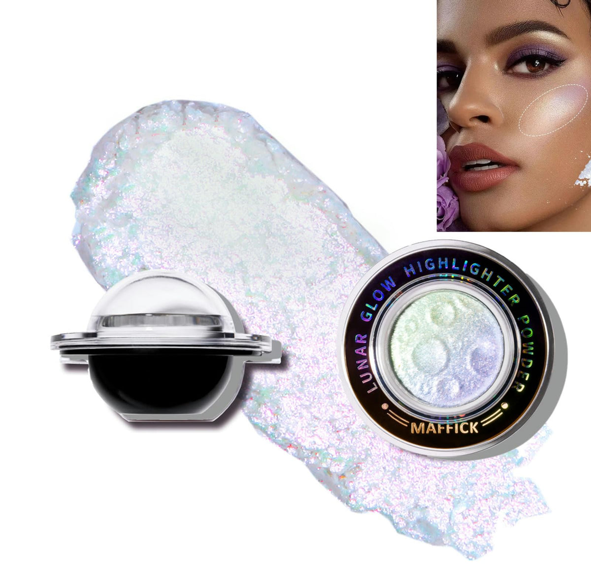 Glitter Highlighter Chameleon Palette, Face Multichrome Eyeshadow Highlighter Makeup, Holographic Sparkle Highlighting Illuminator Powder, Silky Creamy Shimmer Eye Shadow