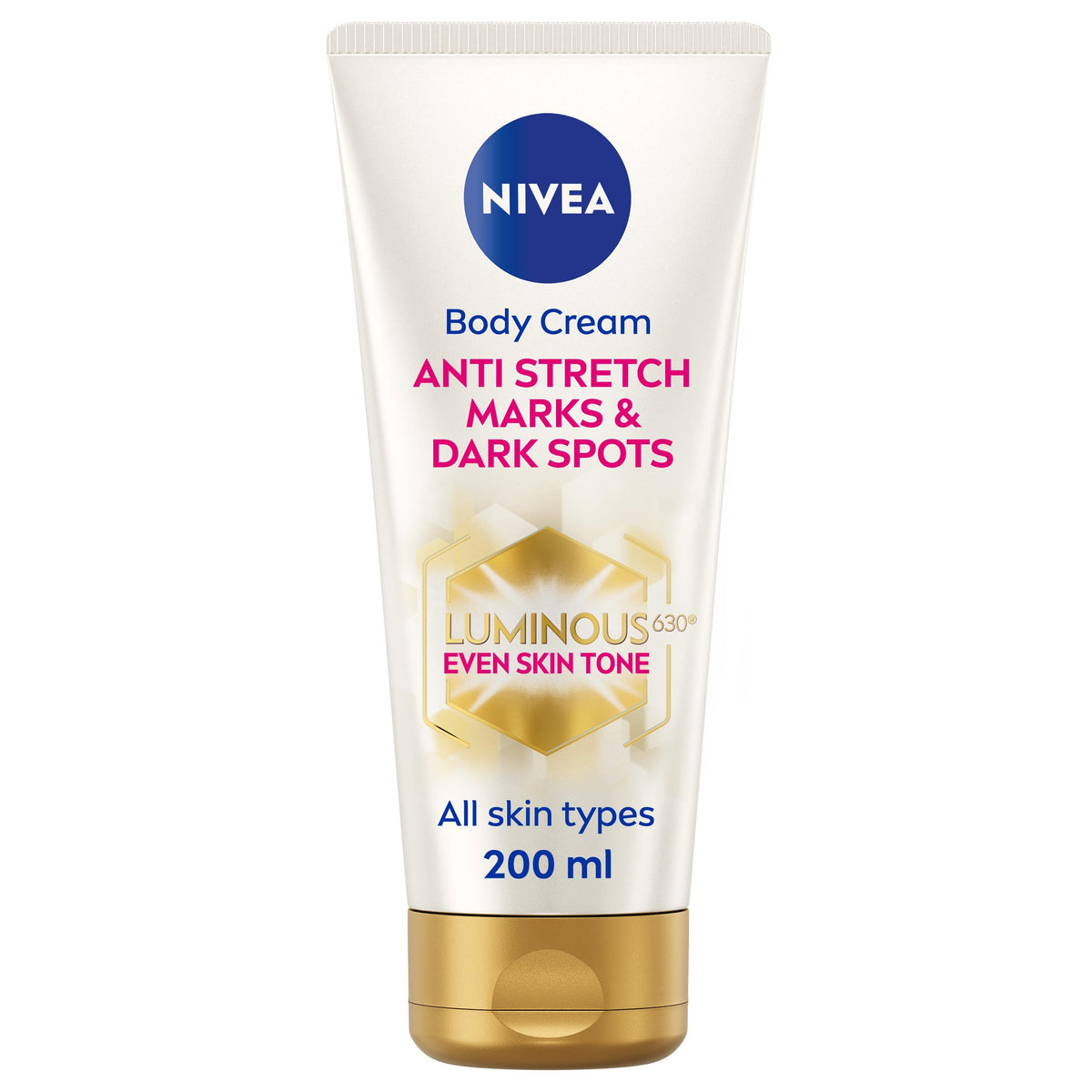 NIVEA Luminous 630 Anti Stretch Marks & Dark Spots Body Cream (200ml), 48-Hour Moisturising Cream Reduces Stretch Marks, Sun Blemishes and Pigment Spots