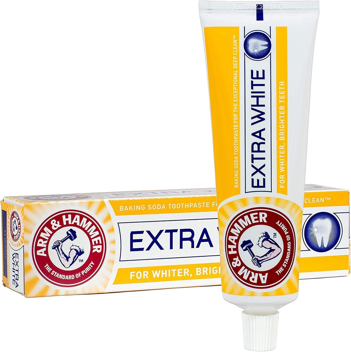 Arm & Hammer Extra White Care Baking Soda Toothpaste Gentle Daily Whitening Clean Paste for Teeth with Fluoride. Pack of Two (2) Tubes.