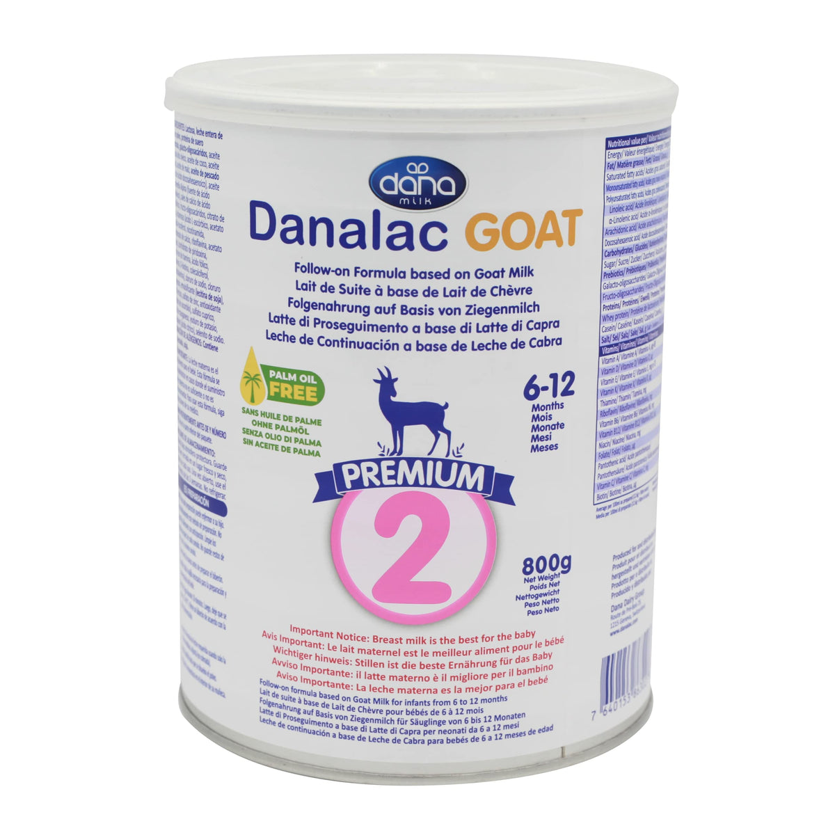 DANALAC Goat Milk Formula Stage 2 Advanced Baby Milk Powder for Toddlers and Babies Kids (Stage 2) (800 Gram, 1)