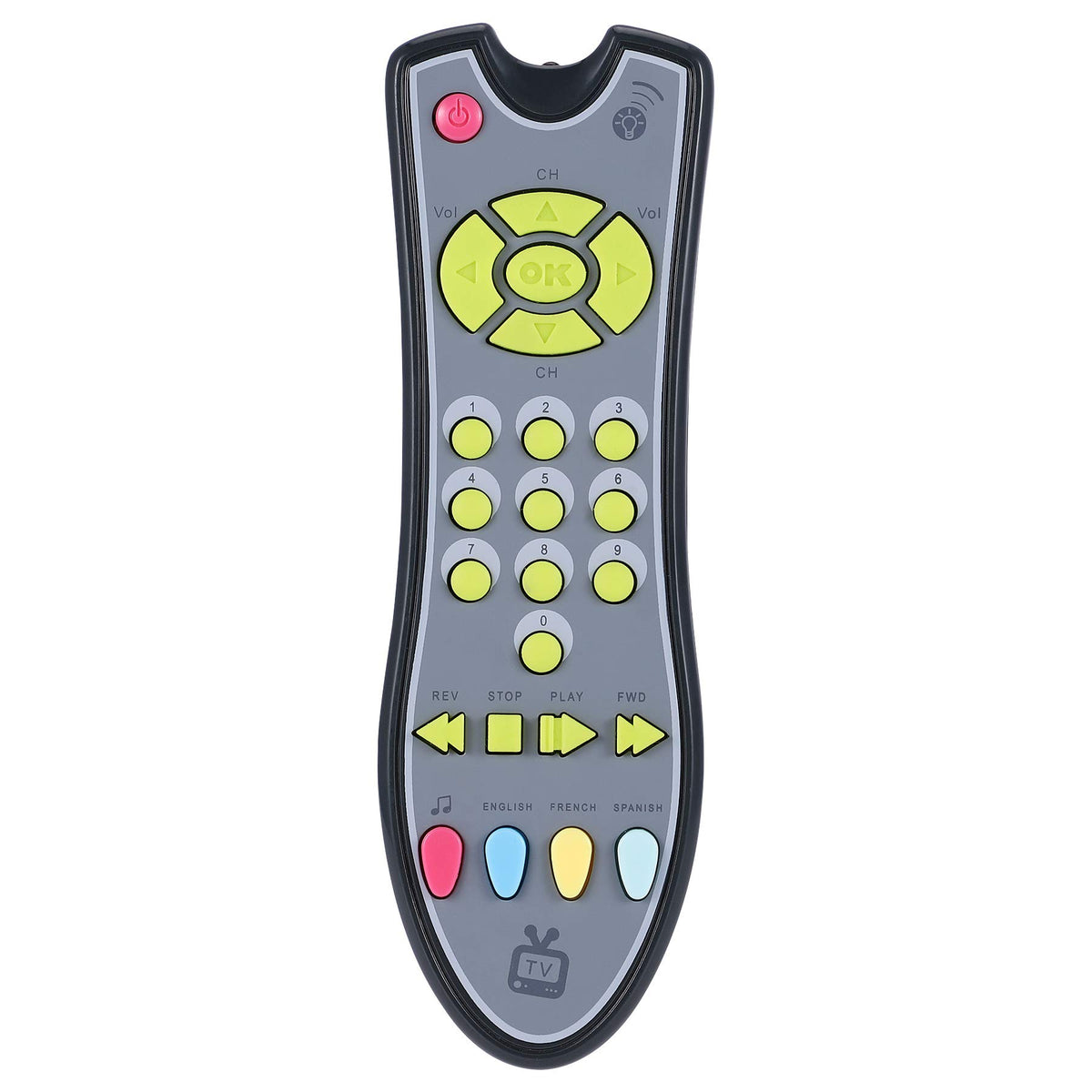 Kids TV Remote Control Toy Early Educational Electric Plastic Television Controller Number Button Color Random, Yellow (22 * 12.5 * 5.5cm, 1)