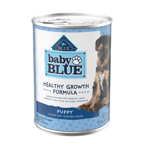 Blue Buffalo Baby BLUE Healthy Growth Formula Natural Puppy Wet Dog Food, Chicken and Vegetable Recipe 12.5-oz Cans (Pack of 12)