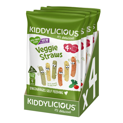 Kiddylicious Veggie Straws - Delicious Snacks for Kids - Suitable for 9+ Months - 4 Packs of 4 (16 Total)