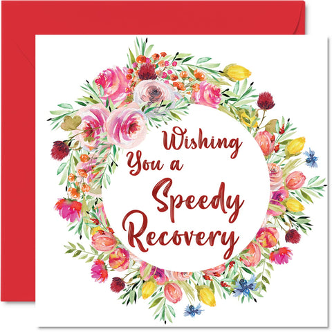 Stuff4 Get Well Greeting Card, Wishing You A Speedy Recovery, 5.7 Inch x 5.7 Inch