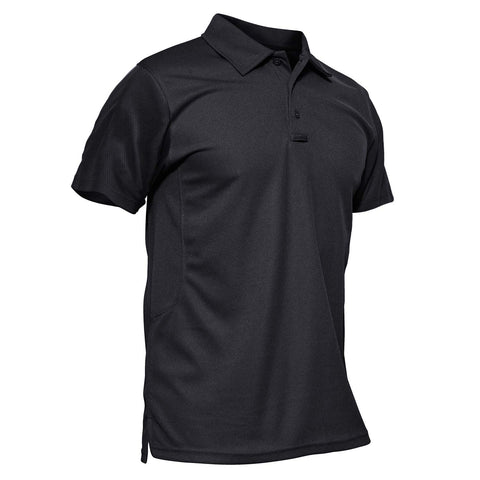 KEFITEVD Mens Outdoor Breathable Polo Shirts Quick Dry Short Sleeve Safari Camping Tops,Black,L