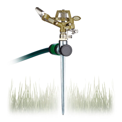 Relaxdays Impact Circle Sprinkler, Watering of Large Areas up to 700 m², 15 m Reach, 360°, Irrigation, Green