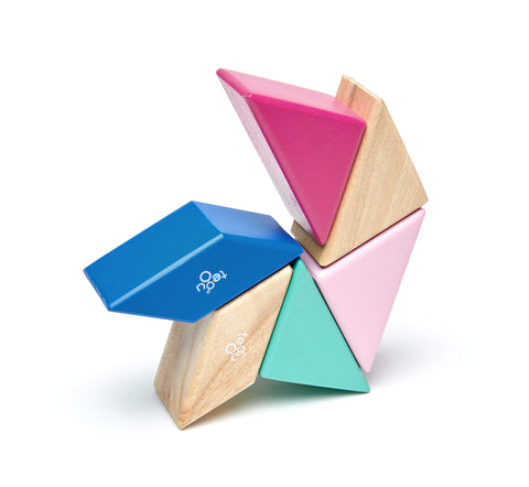 6 Piece Tegu Pocket Pouch Prism Magnetic Wooden Block Set, Blossom