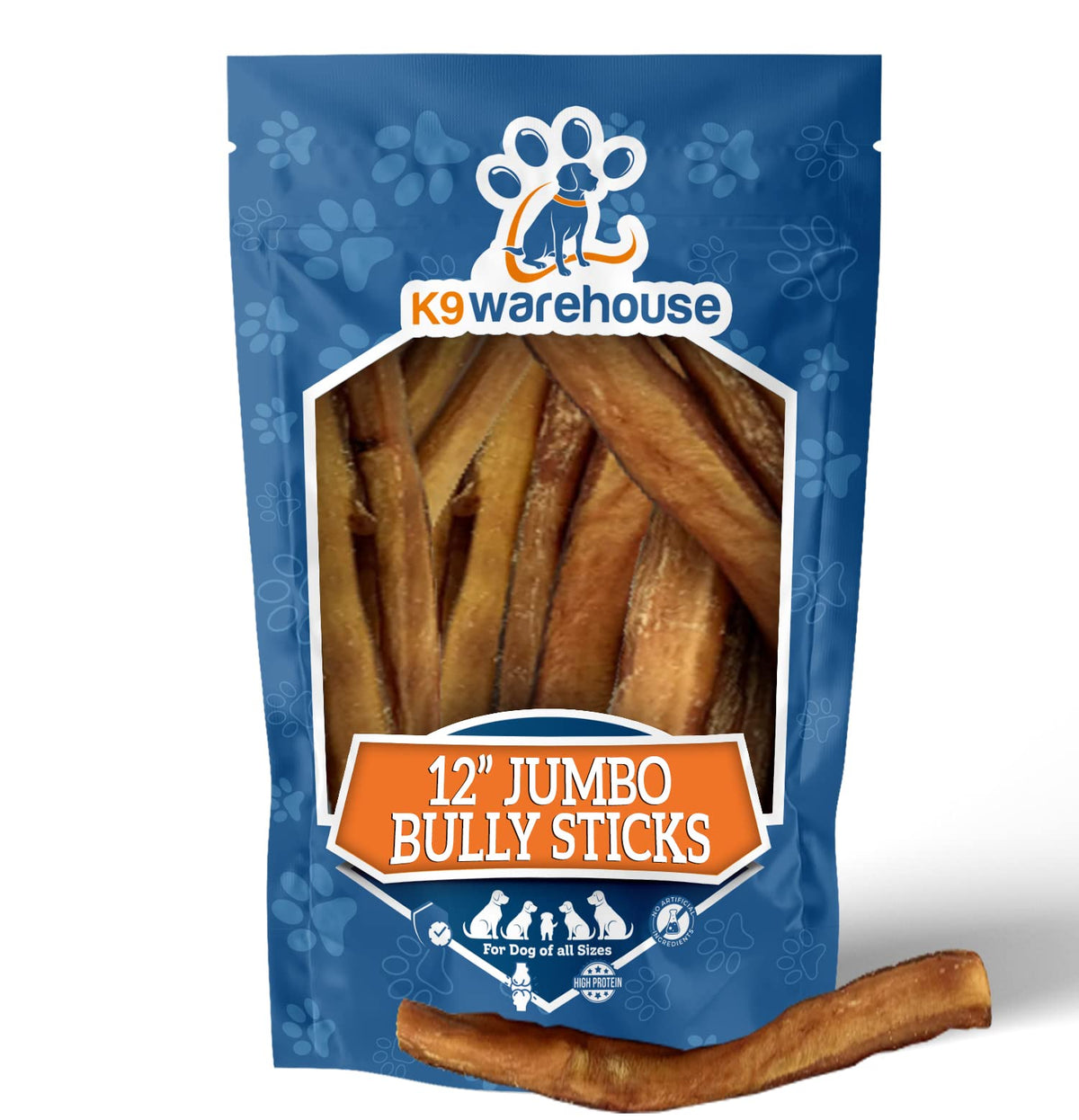 K9warehouse Super Thick Bully Sticks for Dogs - 12 Inch (3 Count)