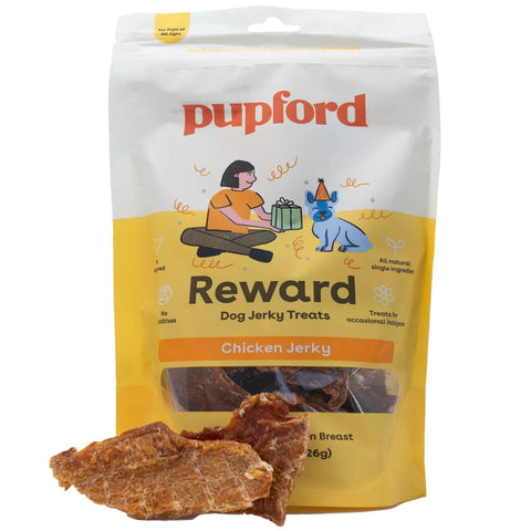 Pupford Chicken Jerky Treats for Dogs for Large & Small Dogs of All Ages | Made in USA, 100% Real Meat & No Fillers | Dogs Love These Tasty Dog Snacks (Chicken 8 oz)