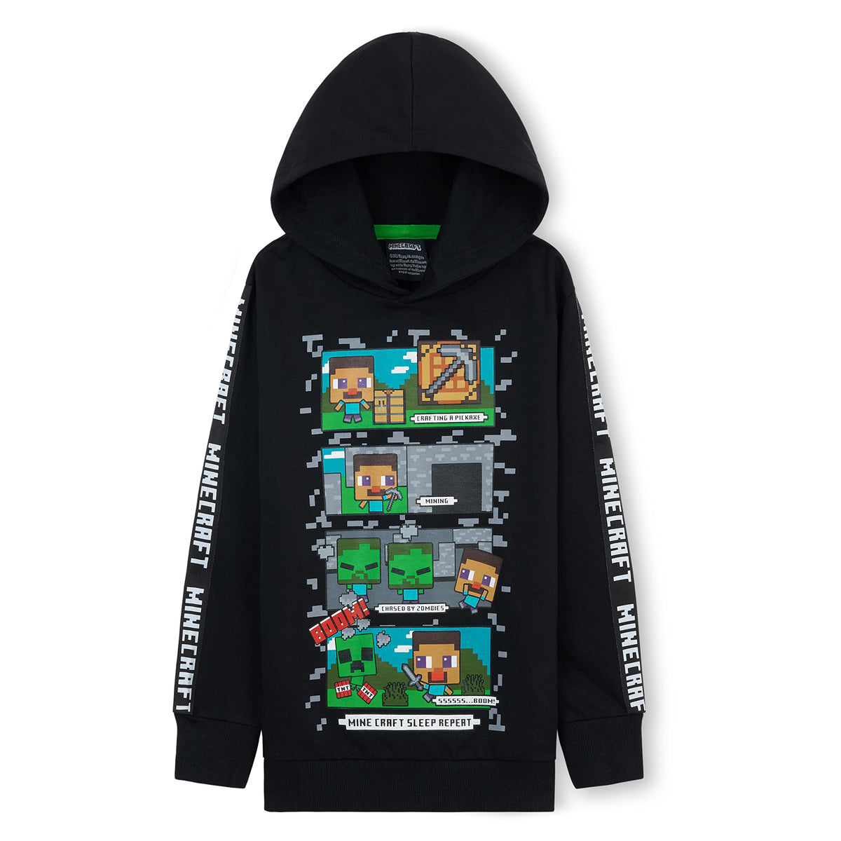 Minecraft Hoodie for Boys and Teenagers - Creeper Boys' Hoodies 5-14 Years - Gaming Gifts for Boys (7-8 Years, Black/Multi)