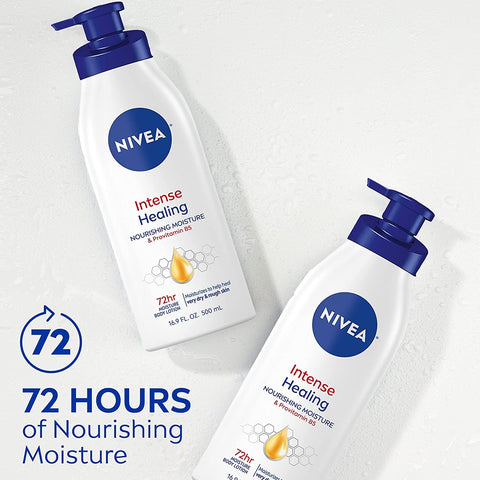 NIVEA Intense Healing Body Lotion, 72 Hour Moisture for Dry to Very Dry Skin, Body Lotion for Dry Skin, 16.9 Fl Oz Pump Bottle - Pack of 2