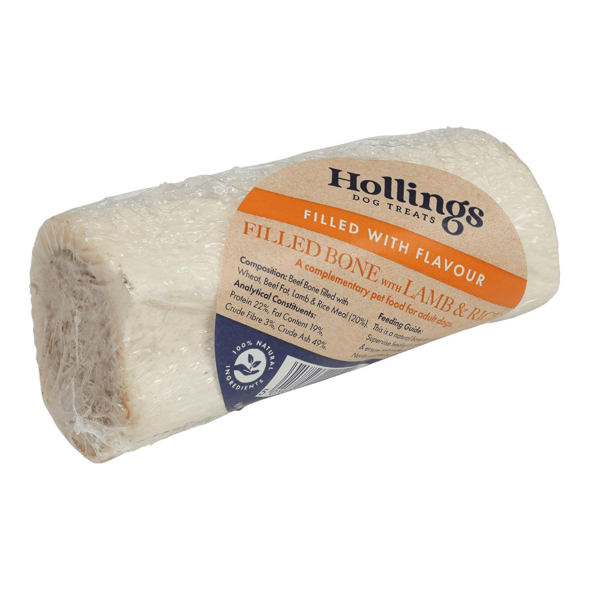 Hollings Filled Bone with Lamb & Rice Dog Chew, Delicious, Air Dried Long Lasting Bone for Adult Dogs, Made with 100% Natural Ingredients (1 Bone)