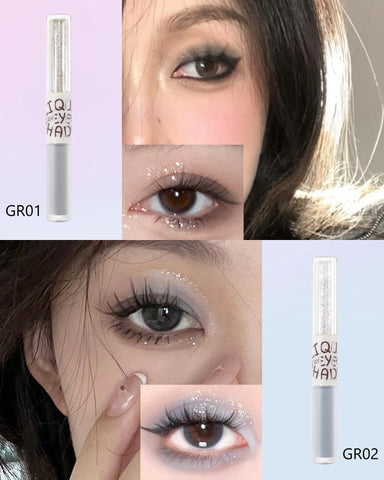 4Pcs Liquid Glitter & Matte Eyeshadow Eyeliner Set, 2-in-1 Cream Eyeshadow & Shimmer Liner, Korean Sparkly Bling Eye Shadow with Pigmented, Long Lasting, Quick Dry Glue for Crystals Eye Makeup -Set A