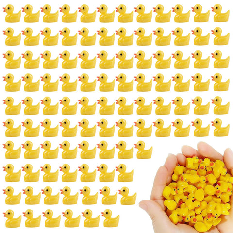 Mini Ducks 100 Pack, Realistic Shape Tiny Ducks, Tiny Ducks 100 Pack, Squeak and Float Yellow Ducks in Bulk, Mini Rubber Ducks for Craft Home Prank Game Dollhouse School Project Landscape Aquarium