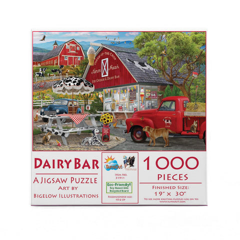 SUNSOUT INC - Dairy Bar - 1000 pc Jigsaw Puzzle by Artist: Bigelow Illustrations - Finished Size 19" x 30" - MPN# 31911