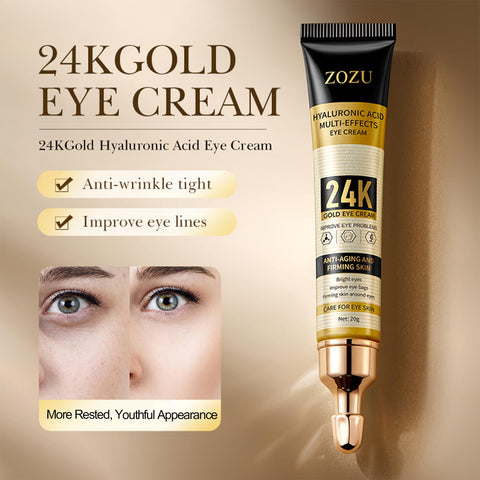 ISHERBIN 24K Under Eye Cream for Dark Circles and Puffiness, Korean 24K Hydrating Eye Cream with Hyaluronic Acid, Anti Aging Eye Cream for Wrinkles, Fight Eye Bags Fine Lines for Women and Men