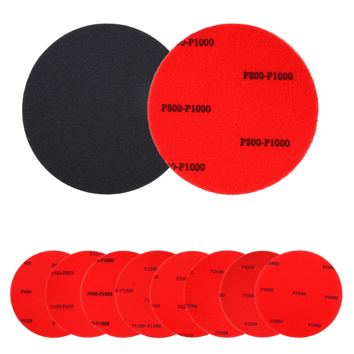 PEUTIER 8pcs Bowling Ball Sanding Pads, with 8 Kinds of Grits, 5 Inches Bowling Ball Sanding and Polishing Kit Bowling Surface Pads Abralon Pads Resurfacing and Cleaning Kit Bowling Accessories (Red)