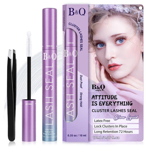 B&Q Lash Sealant 10ML Clear Mascara Lash Sealer for Cluster Lashes Waterproof Overnighter Lash Extension Sealant Healthy Lash Overnight Sealer Longer Life Coating Lash Seal (Clear Seal 10ml)