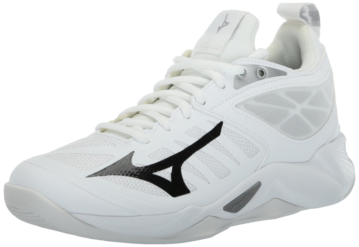 Mizuno Women's Wave Dimension Volleyball Shoe, White-Black, 13