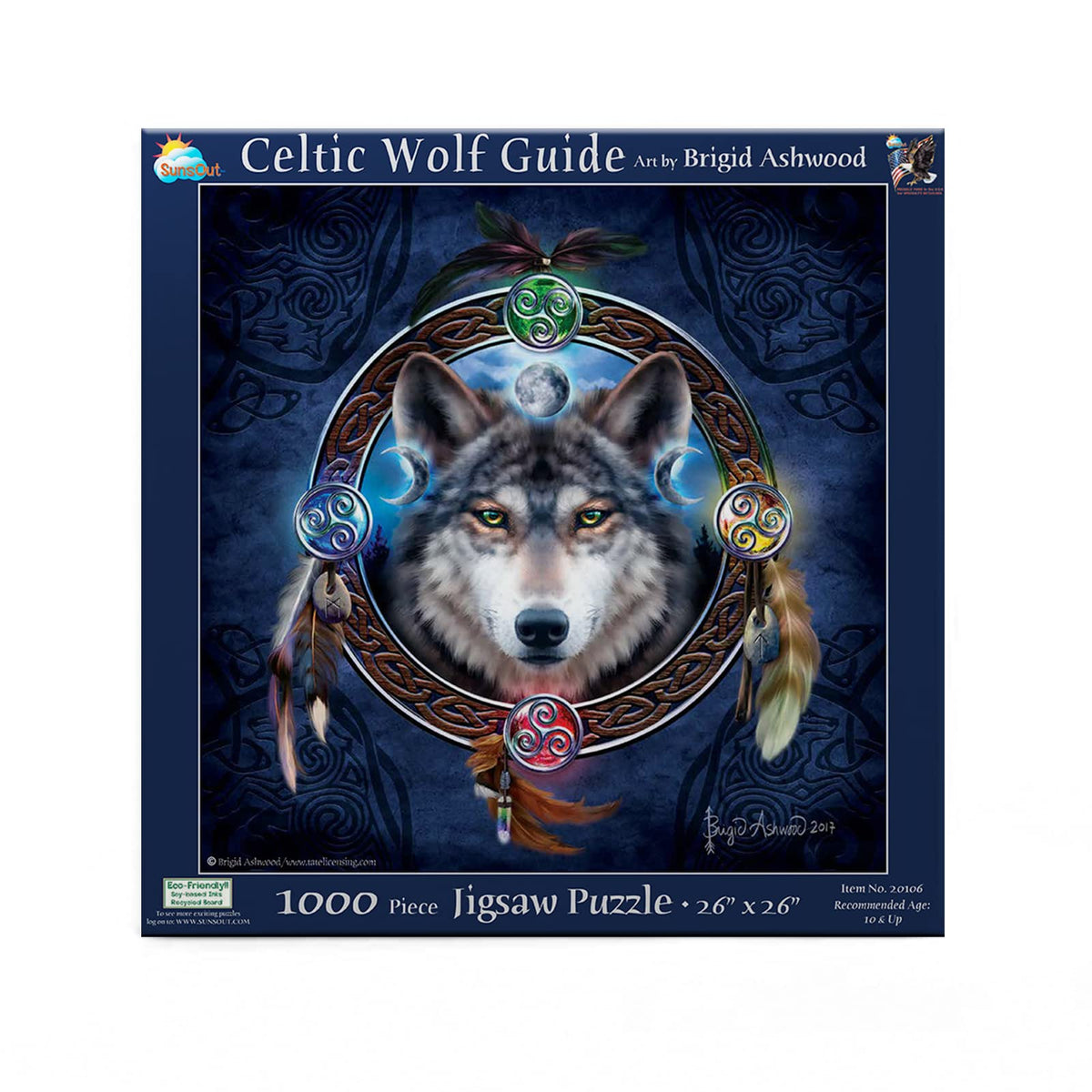 SUNSOUT INC - Celtic Wolf Guide - 1000 pc Jigsaw Puzzle by Artist: Brigid Ashwood - Finished Size 26" x 26" - MPN# 20106