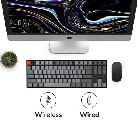 Keychron K8 80% Layout Bluetooth Wireless Mechanical Keyboard, Tenkeyless 87 Keys/USB C/White Backlit/Gateron G Pro Red Switch/N-Key Rollover, TKL Gaming Keyboard for Mac Windows