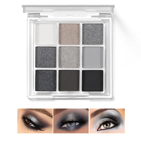 AFGHOUZ 9 Colors Eyeshadow Palette, Black Smoky Eye Shadow Makeup Powder, Creamy, Shimmer Matte Shades, Travel Eyeshadow for Women