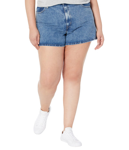 Levi's Women's Plus-Size High Waisted Mom Jean Shorts, Amazing-Medium Indigo, 20 W