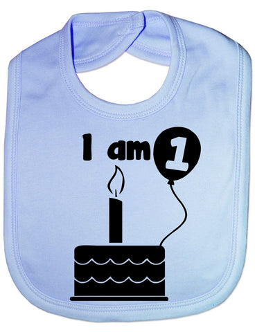 I Am One 1st Birthday Funny Feeding Bib Present Blue