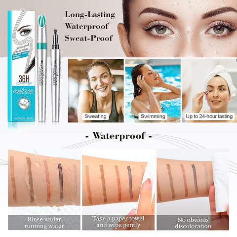 Eyebrow Pencil Eyebrow Microblading Pen - Waterproof Eyebrow Pen Micro 4 Point Brow Pen Lift & Snatch Long-Lasting Eyebrow Microblading Pen Eyebrow Makeup for Perfect Brows (Dark Gray)